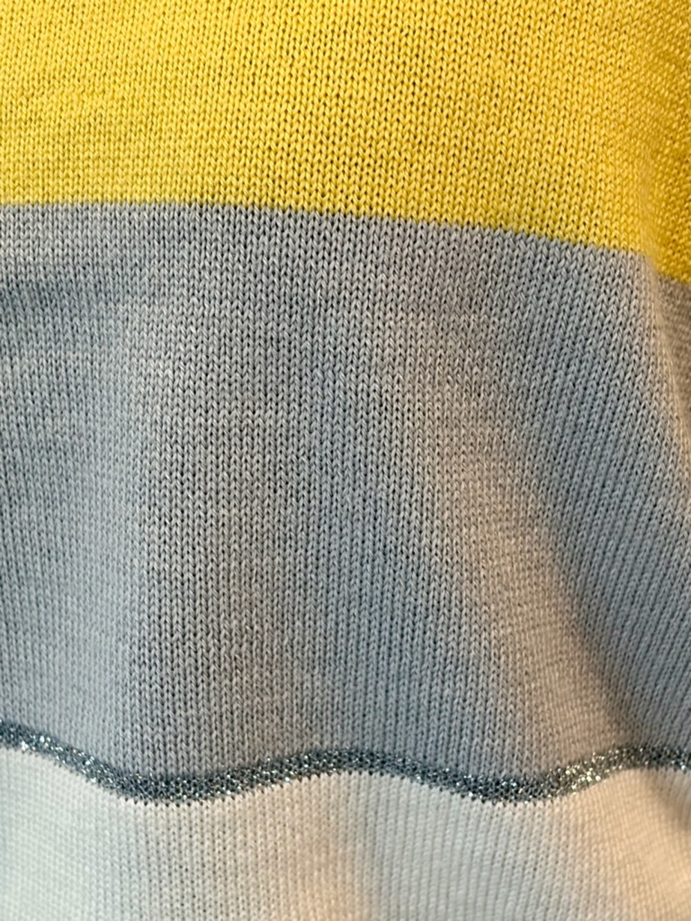 Luisa Spagnoli Lightweight Sweater, ribbed hem&sleeves, silver/yellow stripes, S - Picture 8 of 14